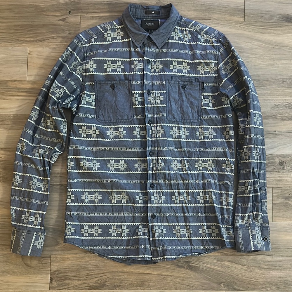 Polo by Ralph Lauren Blue and Gray Casual Button Down Shirt